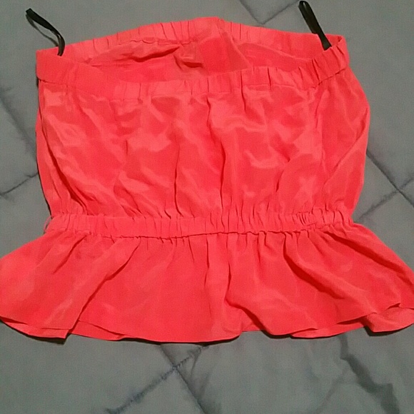 Bebe  100% silk coral sexy strapless top - Picture 4 of 4